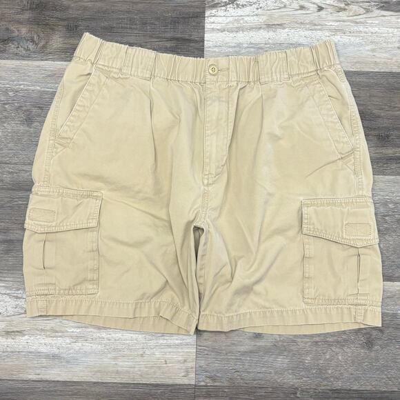 Tommy Bahama Relax Shorts Khaki Tan Mens L Elastic Waist‎ Coastal Vacation Cargo - Picture 1 of 9